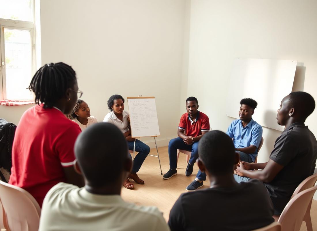 Students seated in a circle during a leadership workshop